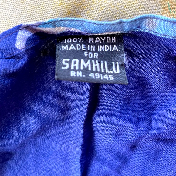 Sam Hilu made in India Sarong with tie wraps tropical print blue - Picture 5 of 6